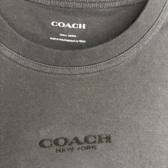 Coach Outlet Black Signature Logo T-Shirt Size Small S Cotton Crew EUC Women's - Picture 6 of 7